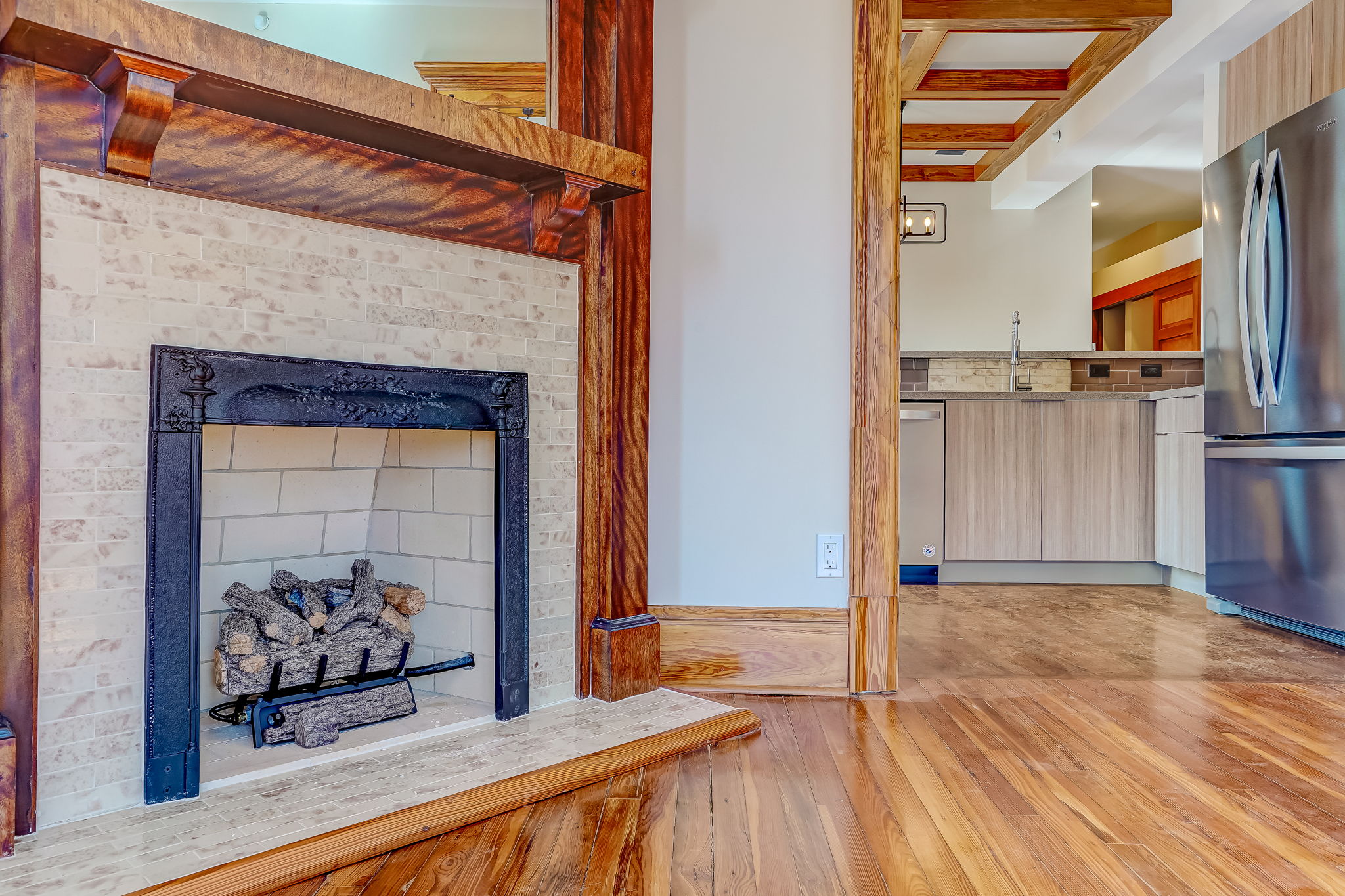 Closeup of fire place